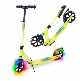 Lime folding scooter with lights on the wheels