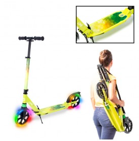 Lime folding scooter with lights on the wheels